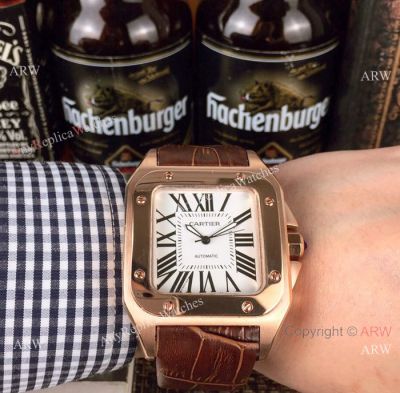 Cartier Santos 100th Anniversary Rose Gold Replica watch for Sale